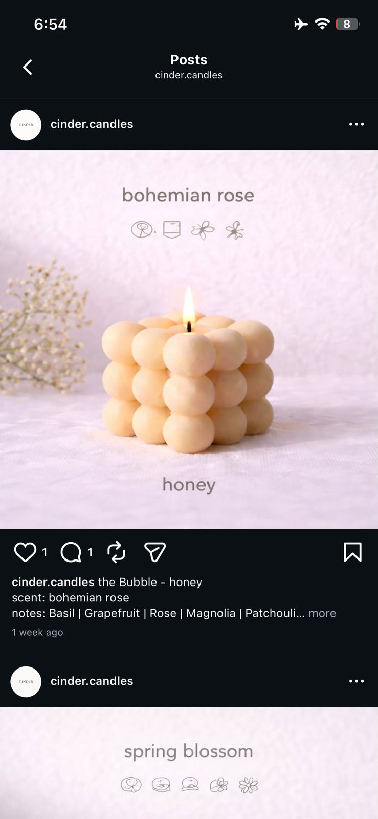 Cinder Bubble Candle in Honey color