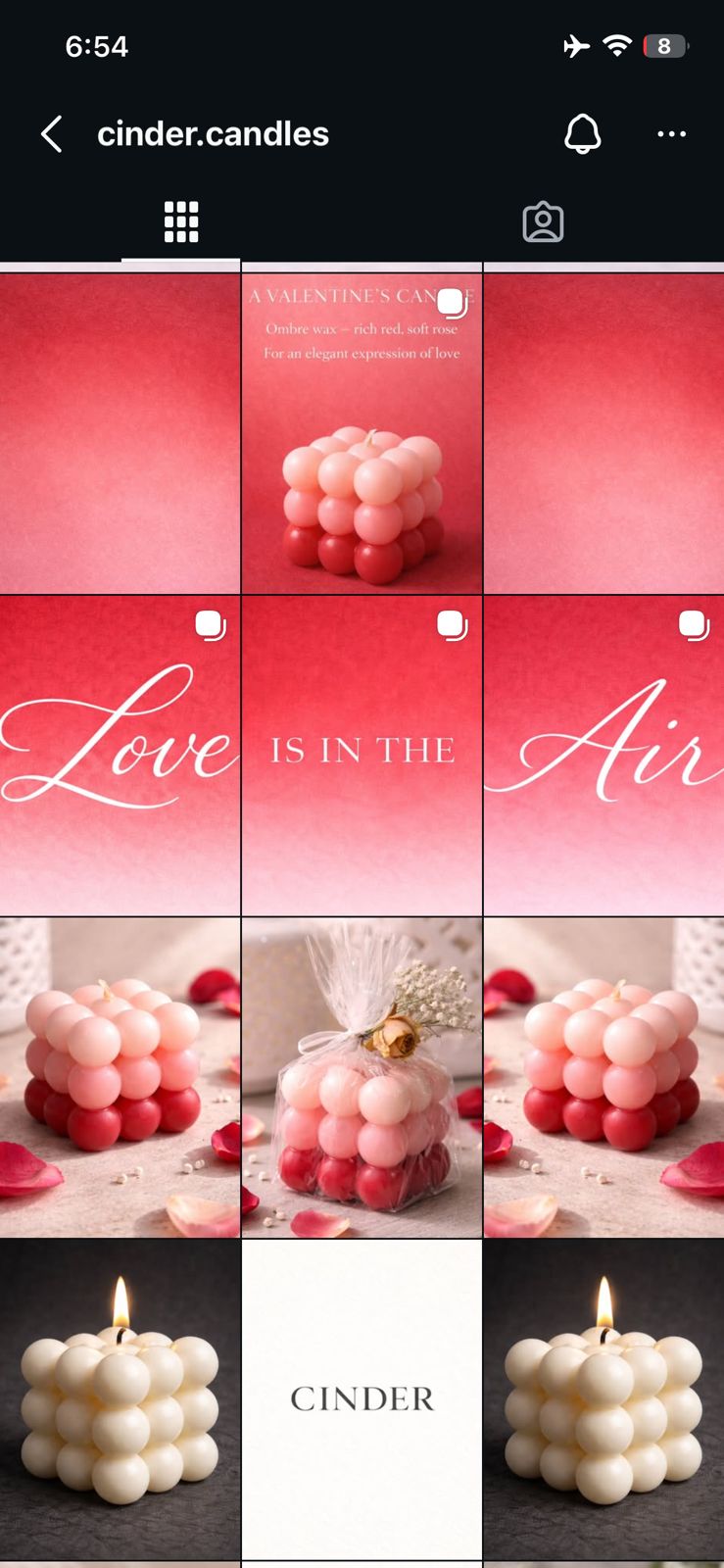 Cinder Candles Instagram Feed